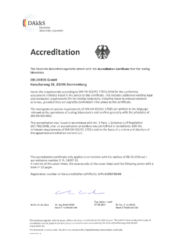 DAkkS Accreditation Certificate 2023