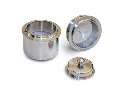 Cylindrical metal test container