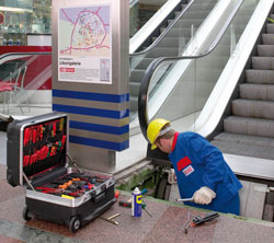 Maintenance on an escalator