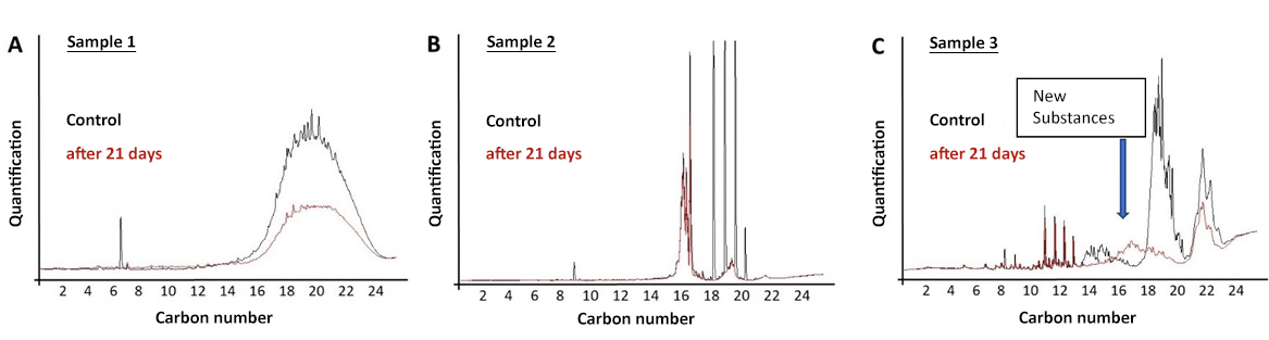 Example chromatograms of three samples 